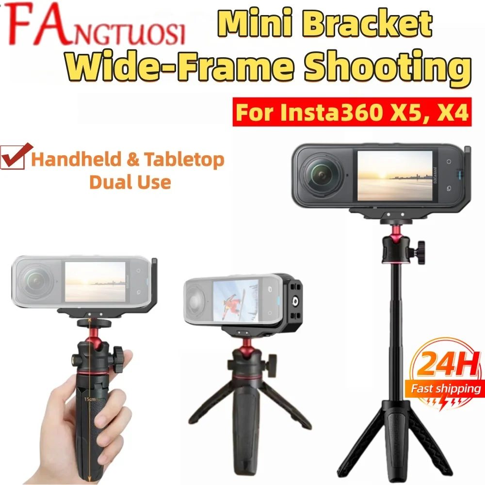 Magnetic L-Shaped Bracket with Mini Tripod for Insta360 X5 X4, Horizontal & Vertical Shooting Mount Action Camera Accessories