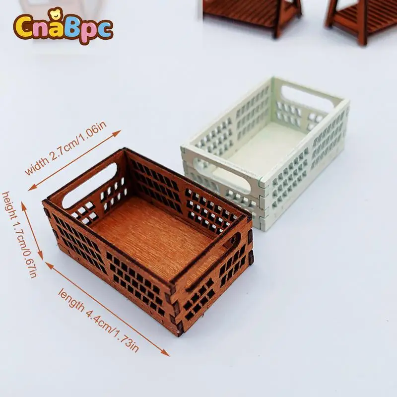 1/12 Dollhouse Mini Wooden Frame Storage Baskets DollHouse Kitchen Bread Food Basket Sundry Storage Life Scene Decor Accessories