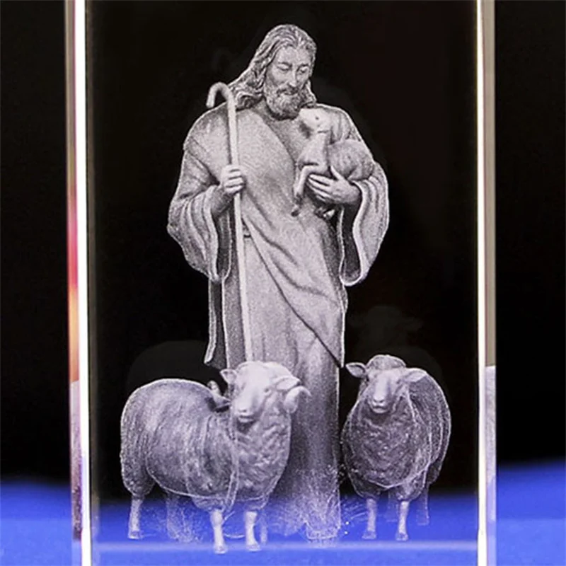 Mini K9 Crystal 3D Laser Sculpture Cube christian Jesus Cross Virgin Mary credenze religiose Office Desk Car Home Decor Crafts