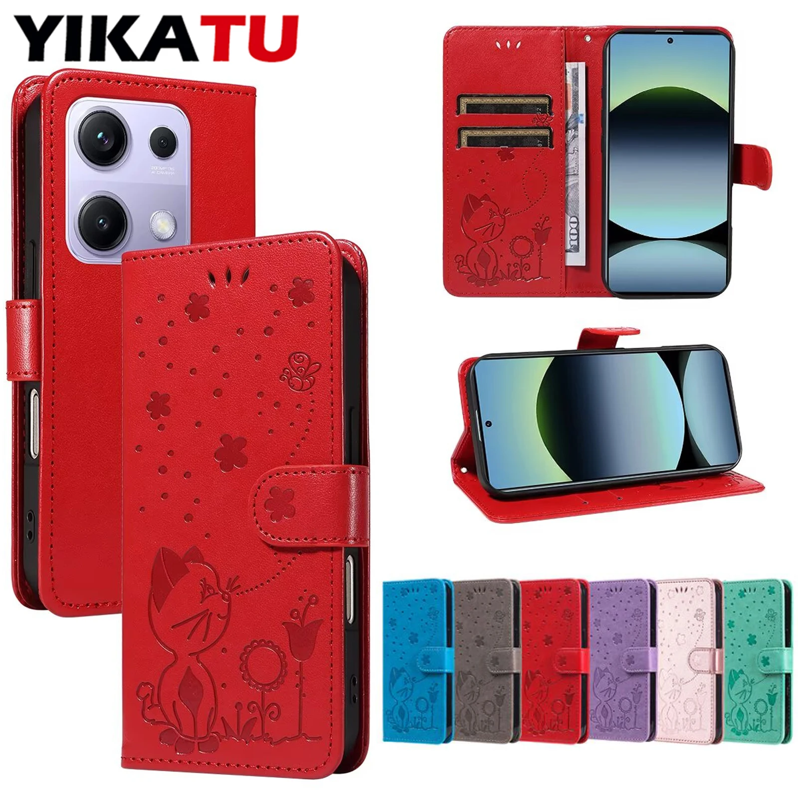 

Flip With Card Slot Leather Case For Xiaomi Redmi Note 14S 13R 12R 12T 14 13 12 Pro Plus 5G Tubro Speed 4G Wallet Phone Cover