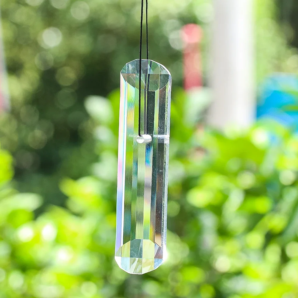 Aurora Clear Crystal Prism Pendant Faceted Cylinder Glass Suncatcher Chandelier Hanging Drop Window Decor DIY Ornament - view 4