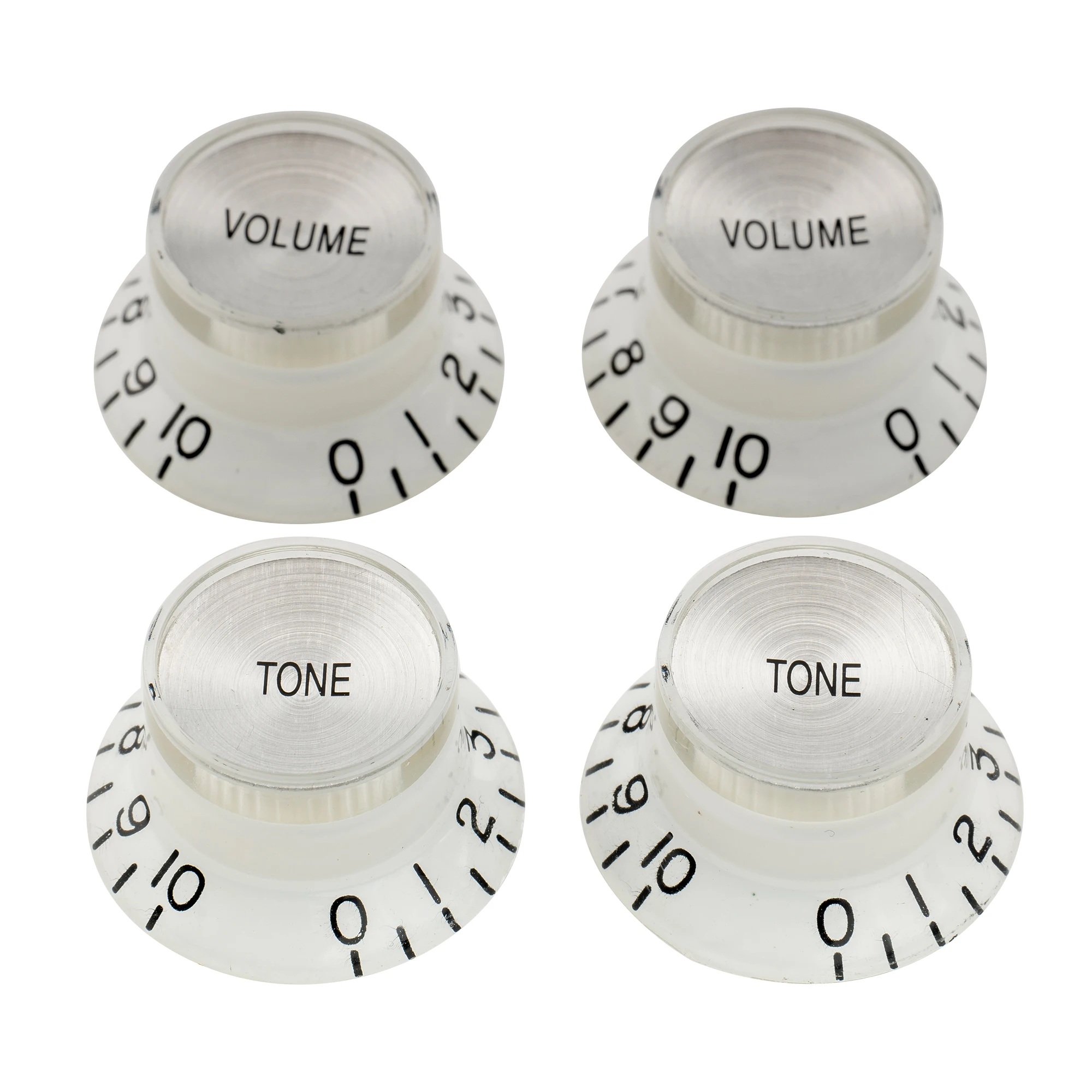 Musiclily Pro Inch Size Fine 24-Spline Top Hat Bell Knobs Tone Volume Control Knobs for USA LP SG Electric Guitar (Set of 2T2V)