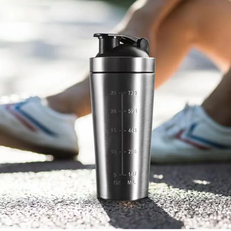 500/750ml 304 Stainless Steel Protein Powder Portable Sport Water Fitness Bottle Leak-Proof Mug Shaker Cup Nutrition Blender Cup