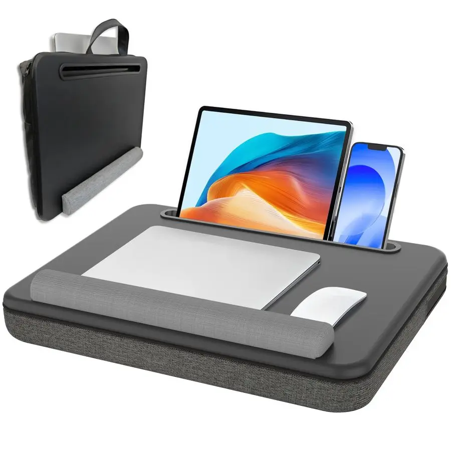 

Desk Portable Laptop Desk Fits up to 15.6 inch Laptops, Wrist Pad, Storage Function, Tablet amp Phone Holder, Laptop Stand for H