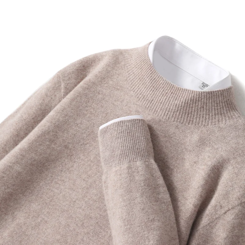 Autumn And Winter Men's 100% Pure Wool Diamond Striped Pullover Sweater Casual Business Wool Knitted Bottoming Shirt