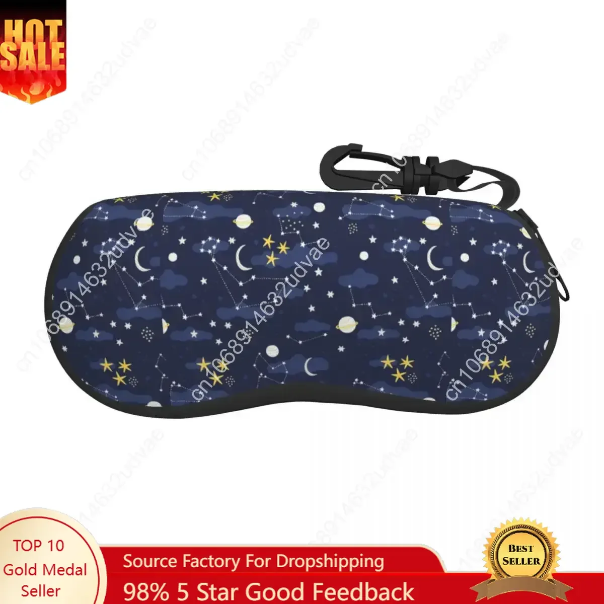 

Galaxy - Cosmos Moon And Stars Cute Cartoon Universe Design Glasses Case Celestial Starry Reading Protector Eyewear Container