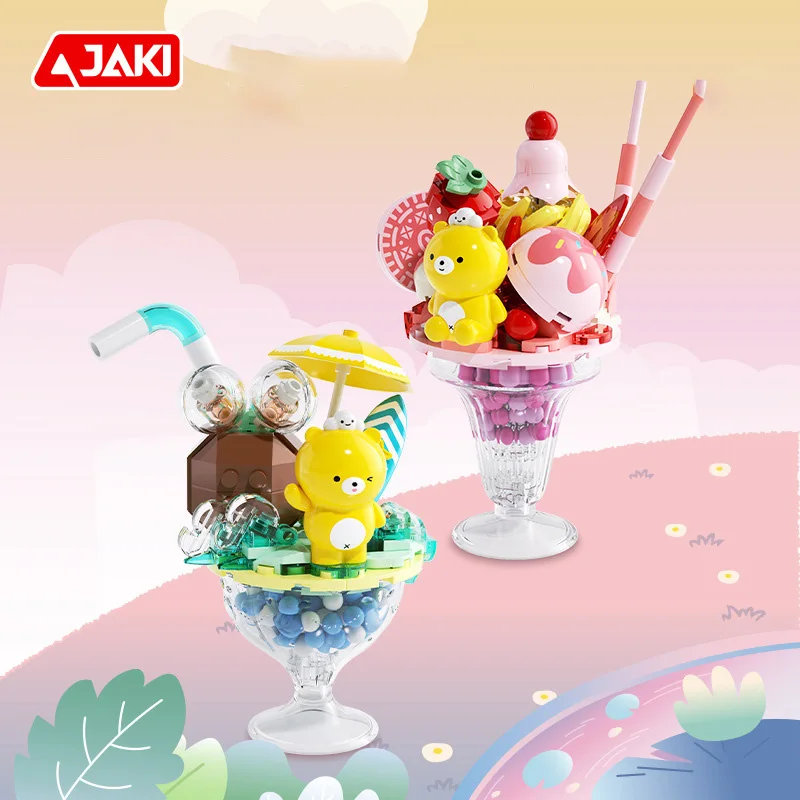 JAKI-taza de té mate con bloques de construcción para niños, Serie de alimentos, David Bear, Berry Jam, postre, chocolate, juguete de regalo