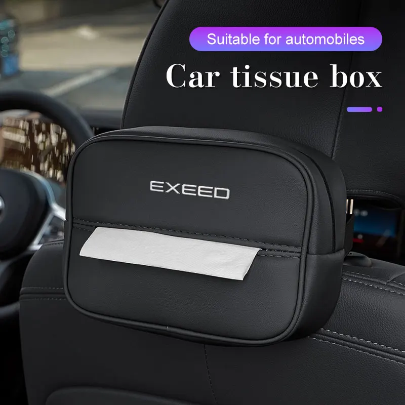 

Leather Car Tissue Box Protector Cover Accessories For Chery EXEED LX TXL VX RX TX 2025 Auto Seat Back Paper Towel Storage Bag