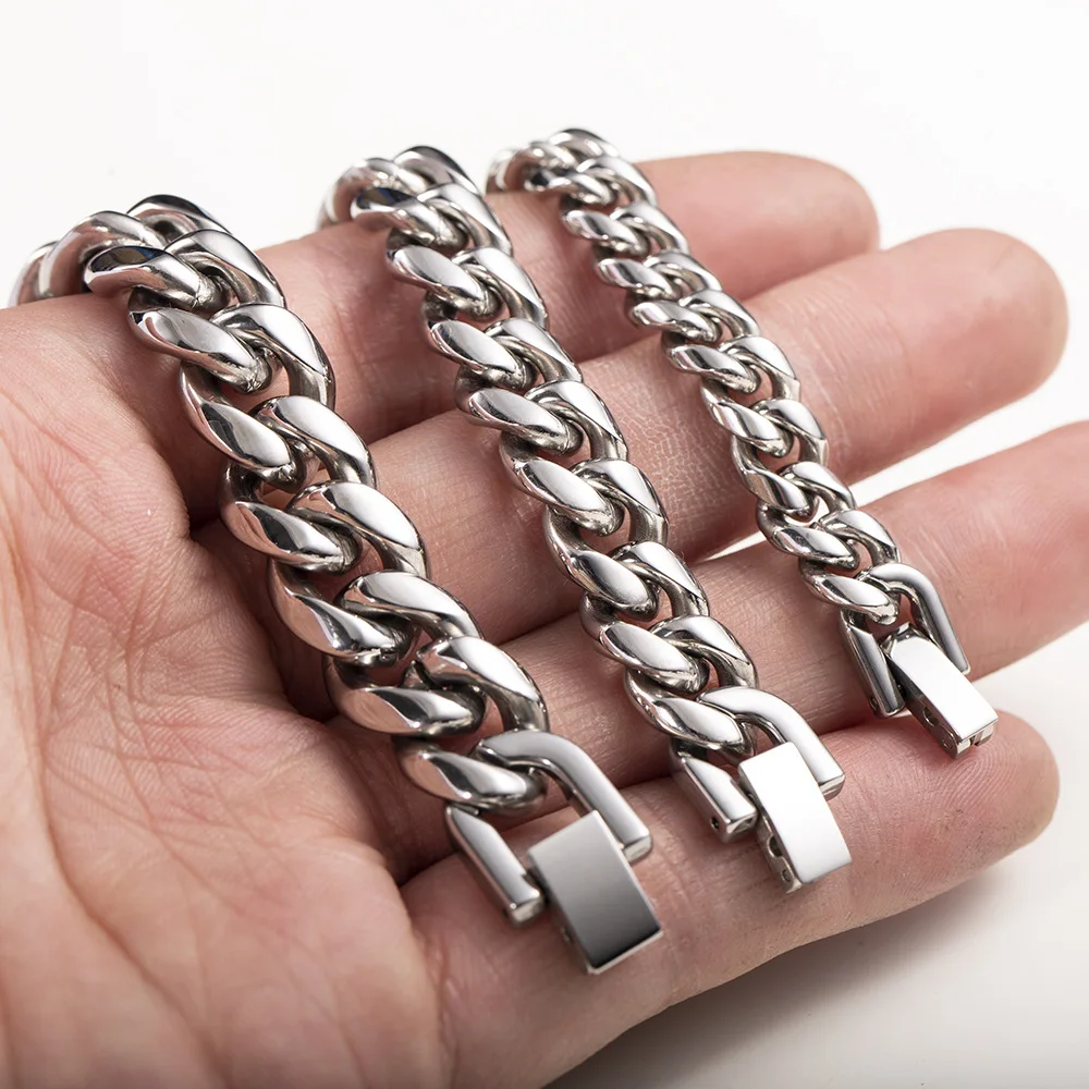 316L Edelstahl-Kettenhalskette für Männer 7MM-15MM Dicke Lange Ketten Männlicher Halsschmuck Punk-Accessoires