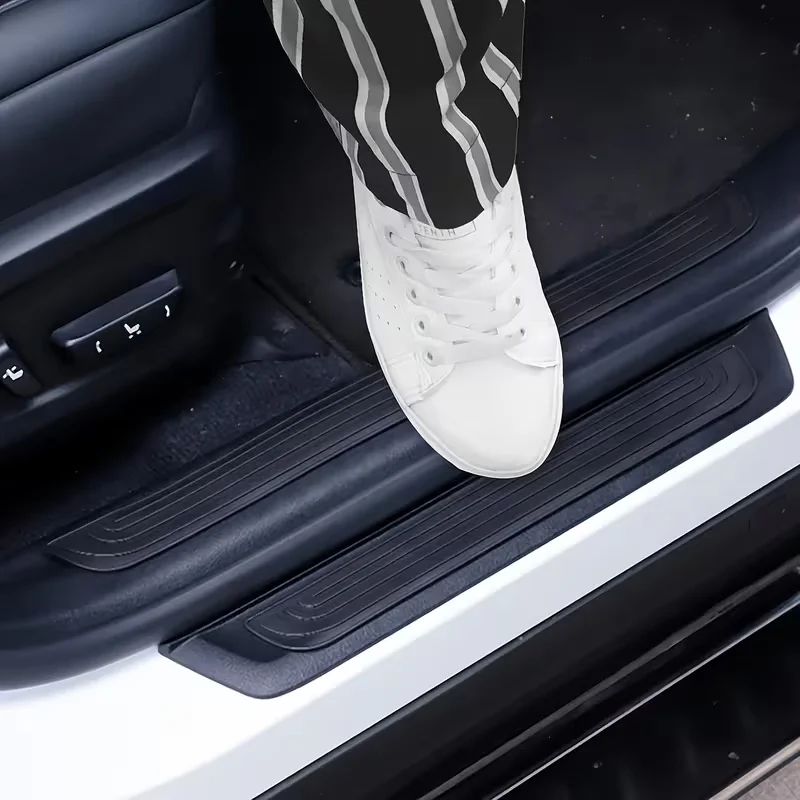 4PCS Universal Car Door Sill Protector Anti Scratch Rubber Strip Auto Step Edge Guard Scuff Plate Cover Black Sedan SUV Styling