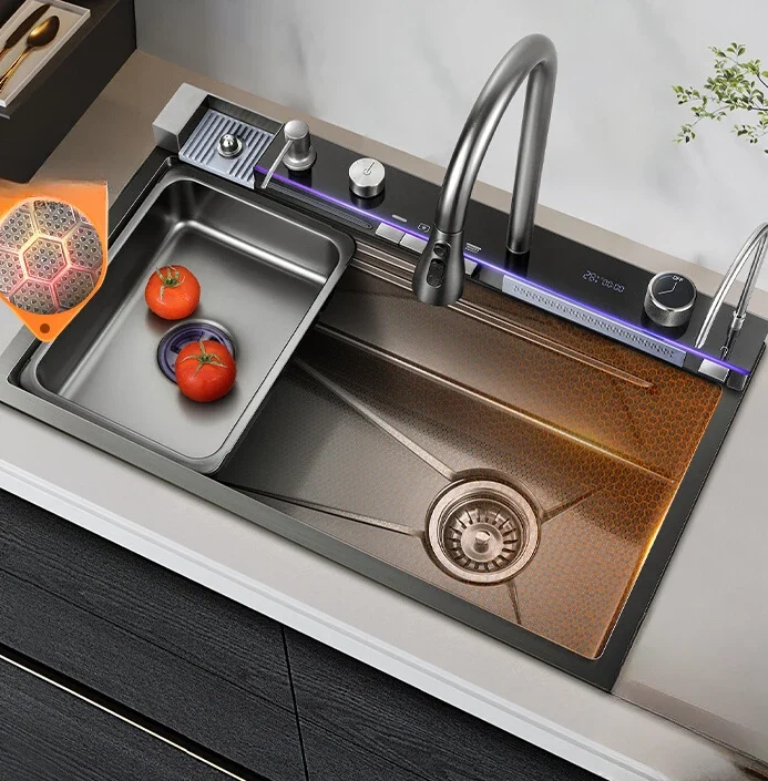 

Мойка для кухни, большой одиночный слот, 304 китов, водопад, из нержавеющей стали, Мойка Посуды, для дома