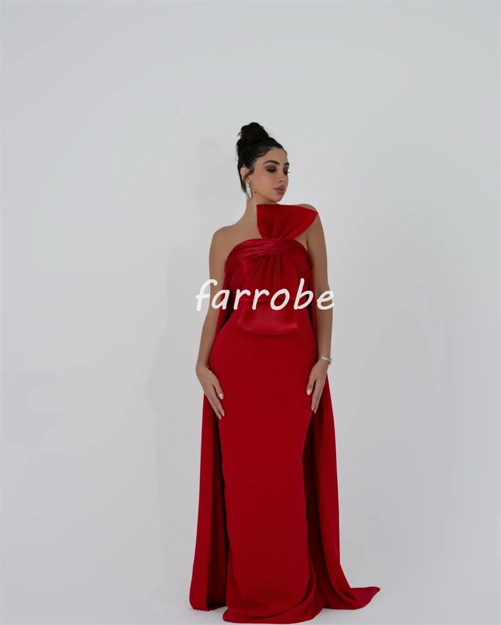 Customized Sizes Available Simple Pleat Ruched Bow Straight Strapless Long Dresses Bespoke Occasion Dresses Matching Fashion