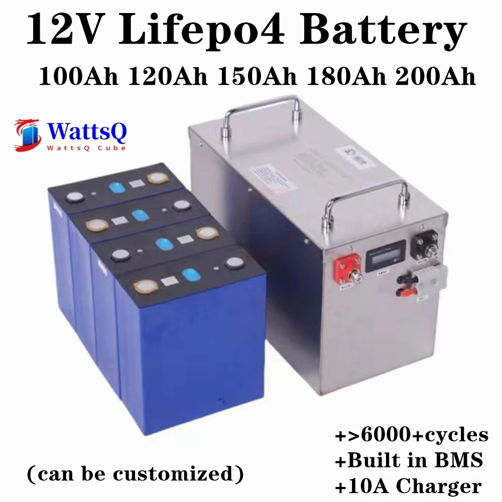 12V 100Ah 120Ah 150Ah 180Ah 200Ah BMS 4S LiFepo4 Battery with Bluetooth for 1KW Trolling Motor Fishing Boat Car Refrigerator