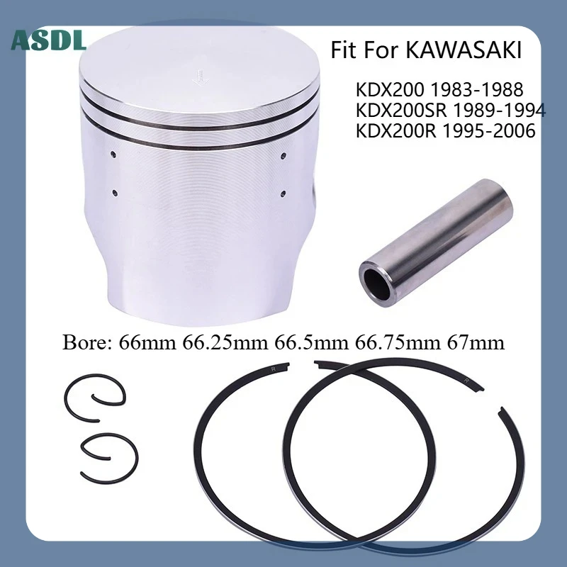 

66mm 66.25mm 66.5mm 66.75mm 67mm STD~1.0 Motorcycle Engine Cylinder Piston Rings For Kawasaki 13001-1317 KDX200 KDX200SR KDX200R