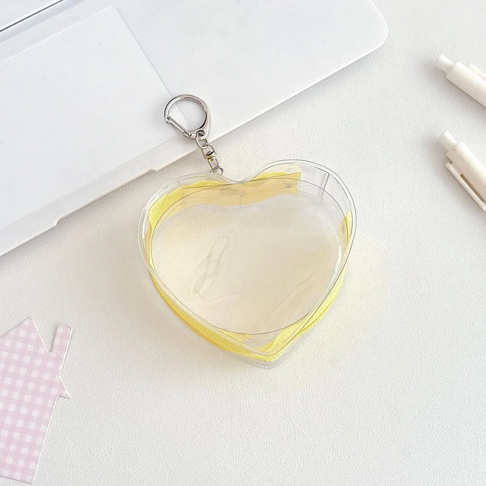 Portable Transparent Storage Bags Love Heart Kaychain Protector Case Colorful PVC Material Display Bag Backpack Pendant