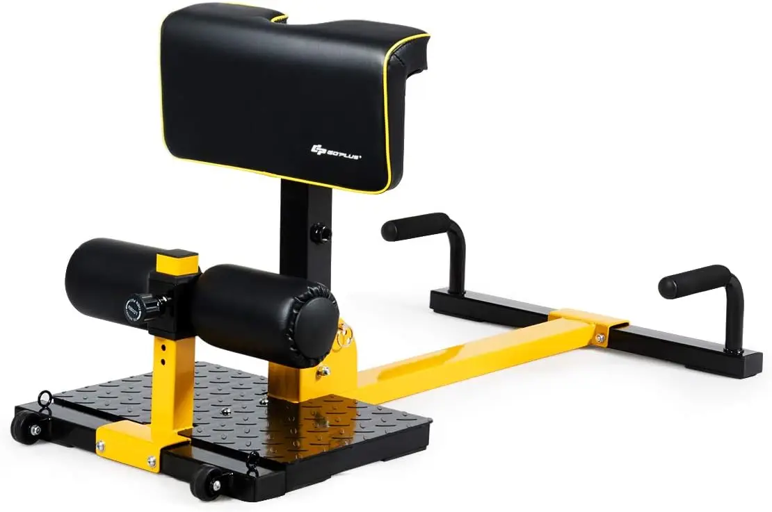 

Тренажер для домашнего спортзала, для тренировки кора, из ПВХ, желто-черный, многофункциональный тренажер для приседаний 8-в-1 с противоскользящими элементами и удобными колесами