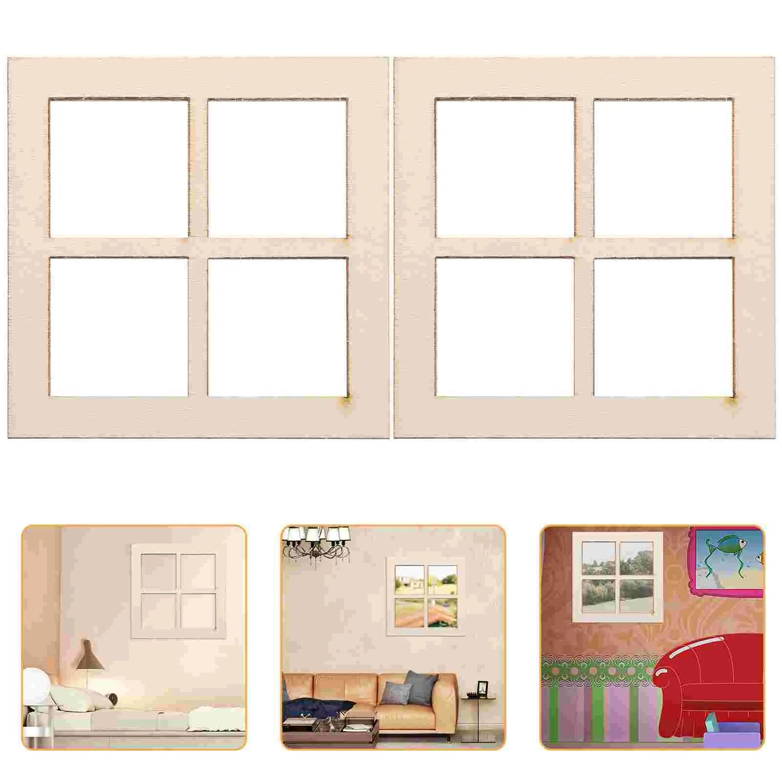 16 ชิ้น House ชุดอุปกรณ์เสริมตุ๊กตาขนาดเล็ก Mini Blank Window Tiny Decor วันเกิดตกแต่งสําหรับสาวอุปกรณ์