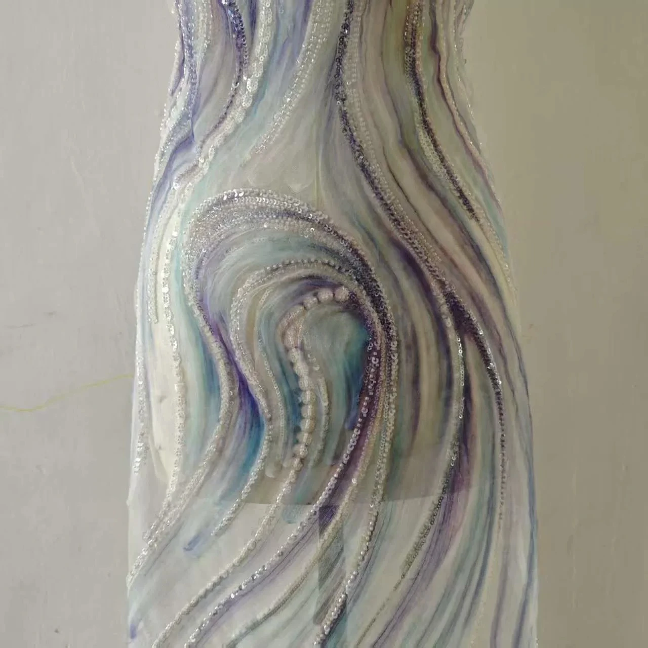 Schwerindustrielle, wunderschöne Perlenstickerei, Plattenstickerei, Batik-Stickerei, Wellenform-Stoff – Detail 5