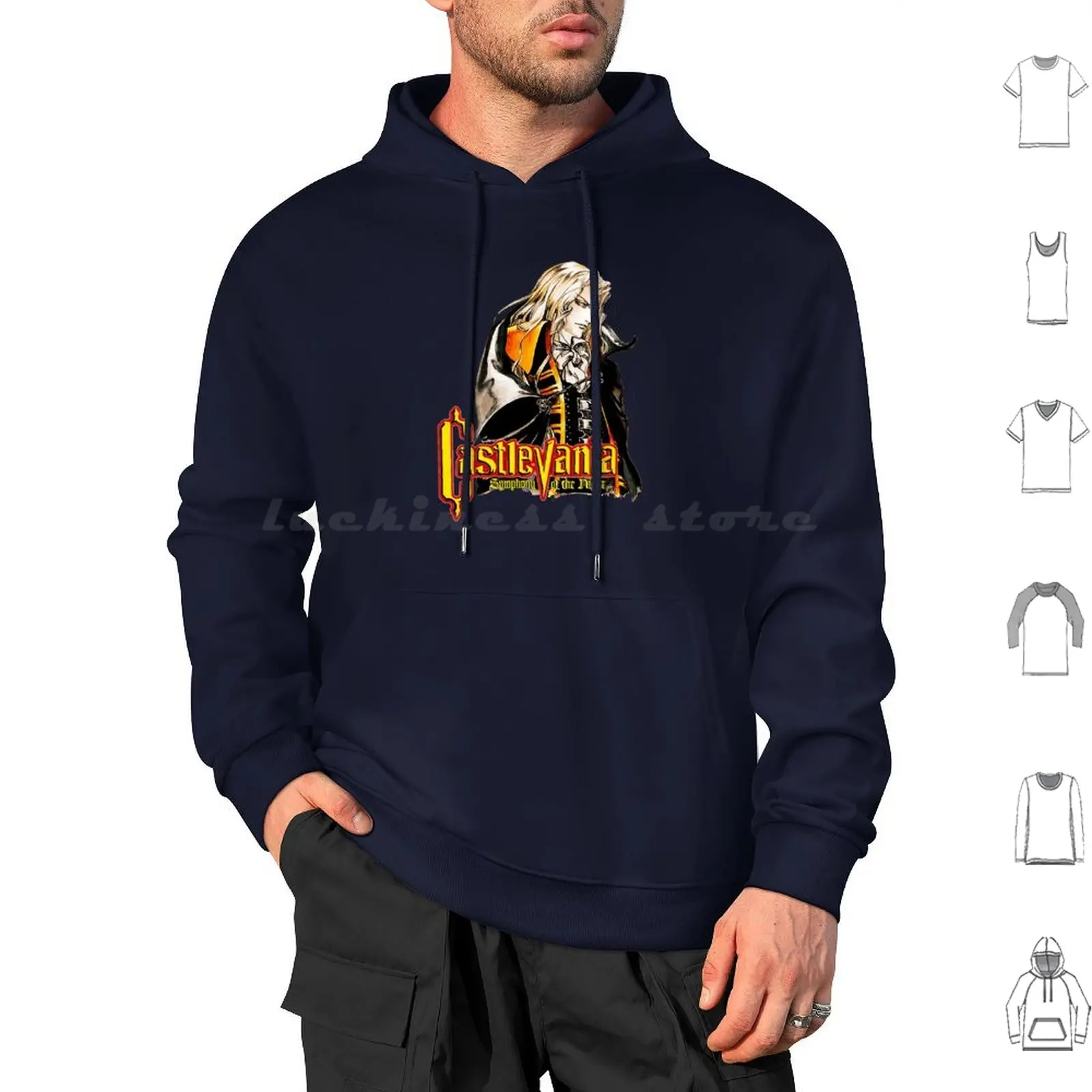 Castlevania Hoodies Long Sleeve Castlevania Anime Manga Dracula Alucard Retro Belmont Gaming Vampire Symphony Of The