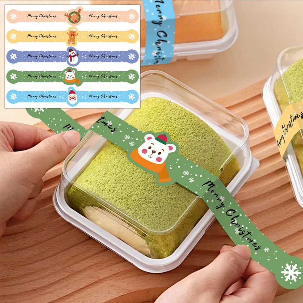 

50 шт./компл., новые рождественские наклейки для выпечки еды ручной работы, длинные наклейки для выпечки, этикетки для розничной упаковки, подарочная упаковка, коробка для торта