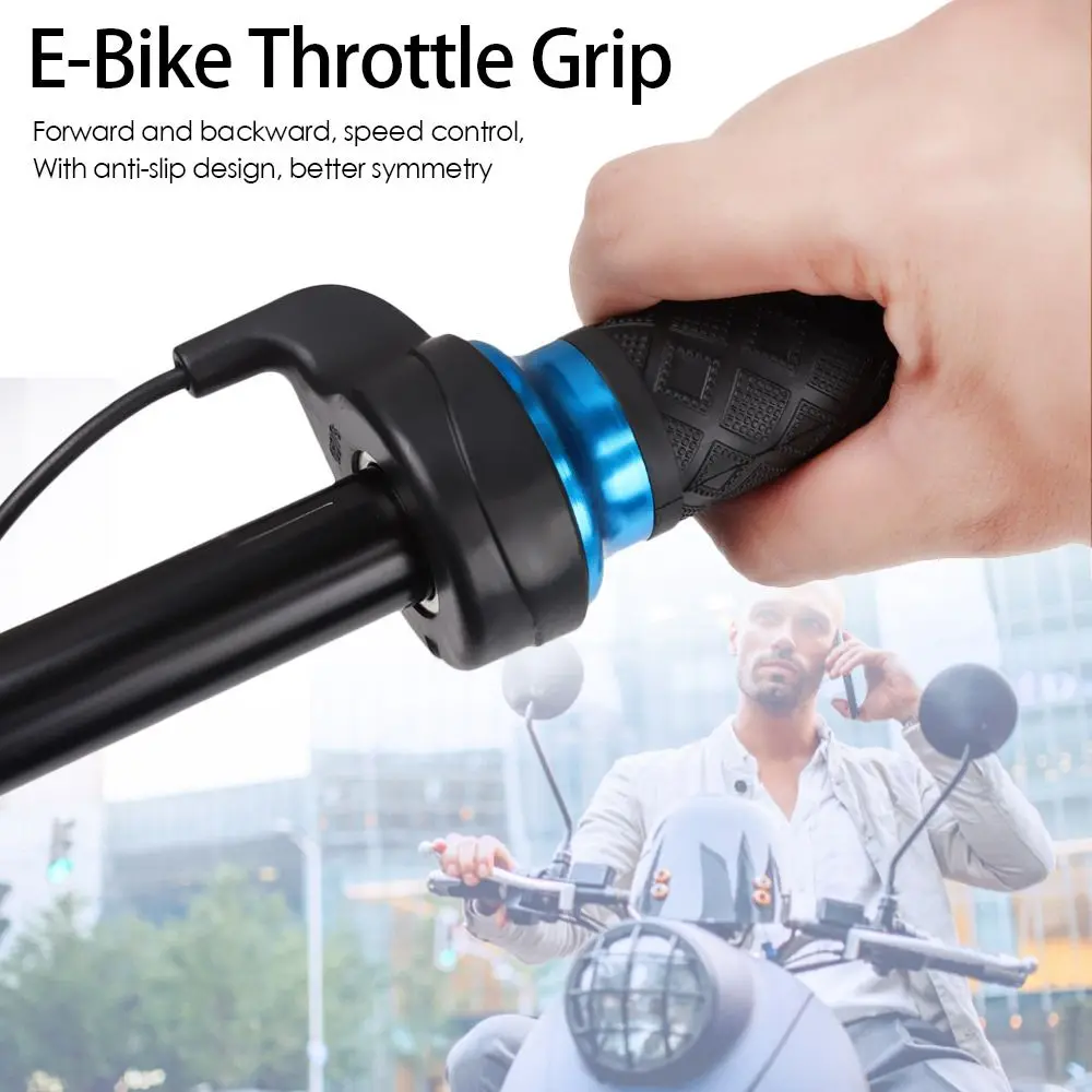 Tool 3 Wires Long Cable Universal Scooter Handle Electric Bicycle Handlebar E-Bike Throttle Grip Blue Twist Accelerator