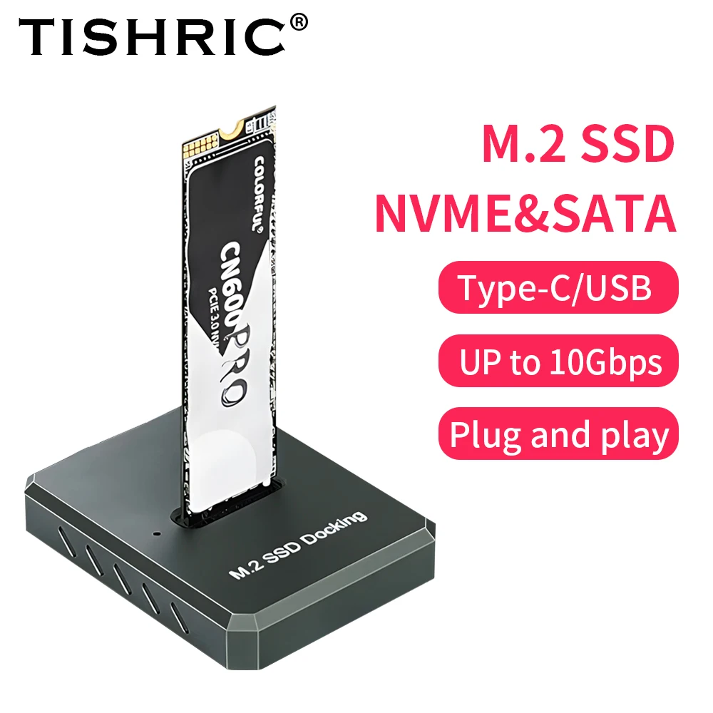 

TISHRIC SSD Docking Station Support Protocol NVMe NGFF Dual Protocol Hard Drive Sleds Solid State Mobile Hard Disk Enclosure