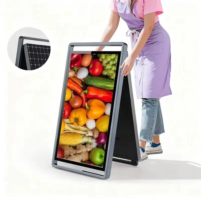 43 Inch IP55 Outdoor Waterproof Mini Led Backlight Solar Power High Brightness Lcd Vertical Advertising Sign Moveable Lcd