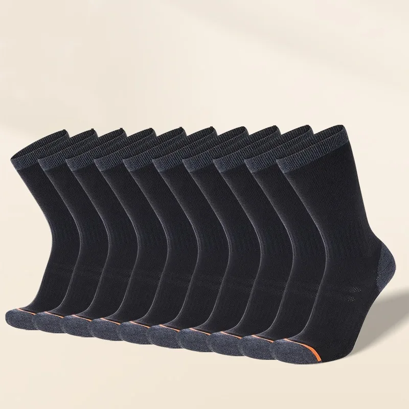15 زوجًا من الجوارب الرجالية ذات اللون الصلب متوسطة الرقبة قابلة للتنفس، ماصة للرطوبة، ومناسبة للارتداء اليومي والنقل #5