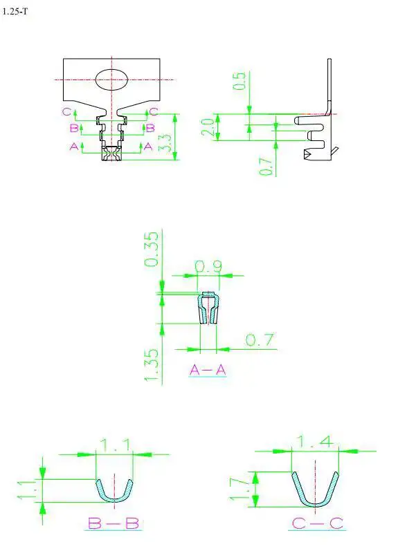 100 Stück 1,25 mm Kunststoffgehäuse Buchsenklemme mit Kompressionsfeder und Reed-Draht – Detail 1