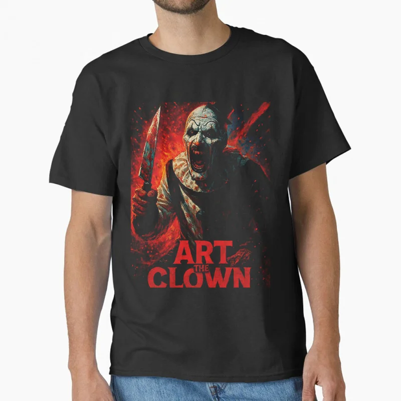 

80s Retro horror movie Art The Clown creepy demon Terrifier Scary halloween Gift T shirt for men large size Tops S-6XL mens tee