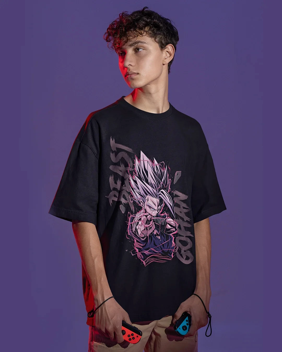 Camiseta Oversize de Verano Gohan Beast para Hombre, con Gráfico de Anime Dragon Ball Super, Manga Corta, Estilo Urbano, Holgada e Informal