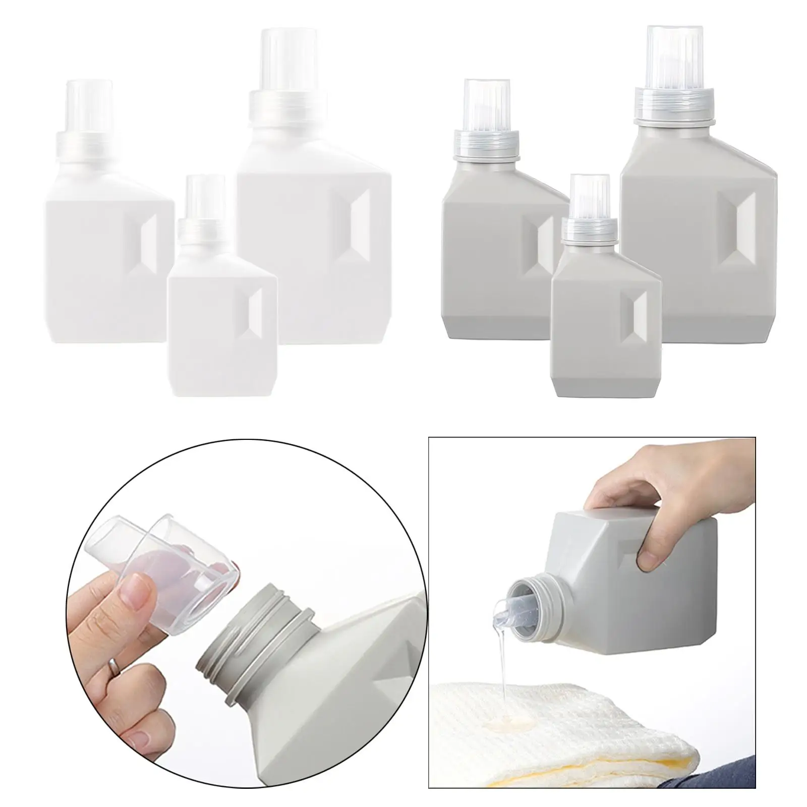 زجاجة غسيل بلاستيكية فارغة ، علامة قابلة لإعادة الاستخدام منشورة لسائل المنظفات ، المنزل