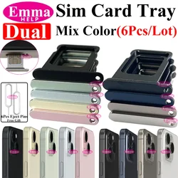 Dual Sim Card Tray Holder, Chip Slot Holder, Acessórios do telefone, iPhone 15, 11 Pro Max, 14 Plus, 13, 11, 12, XS, Sim Card Drawer, 6pcs