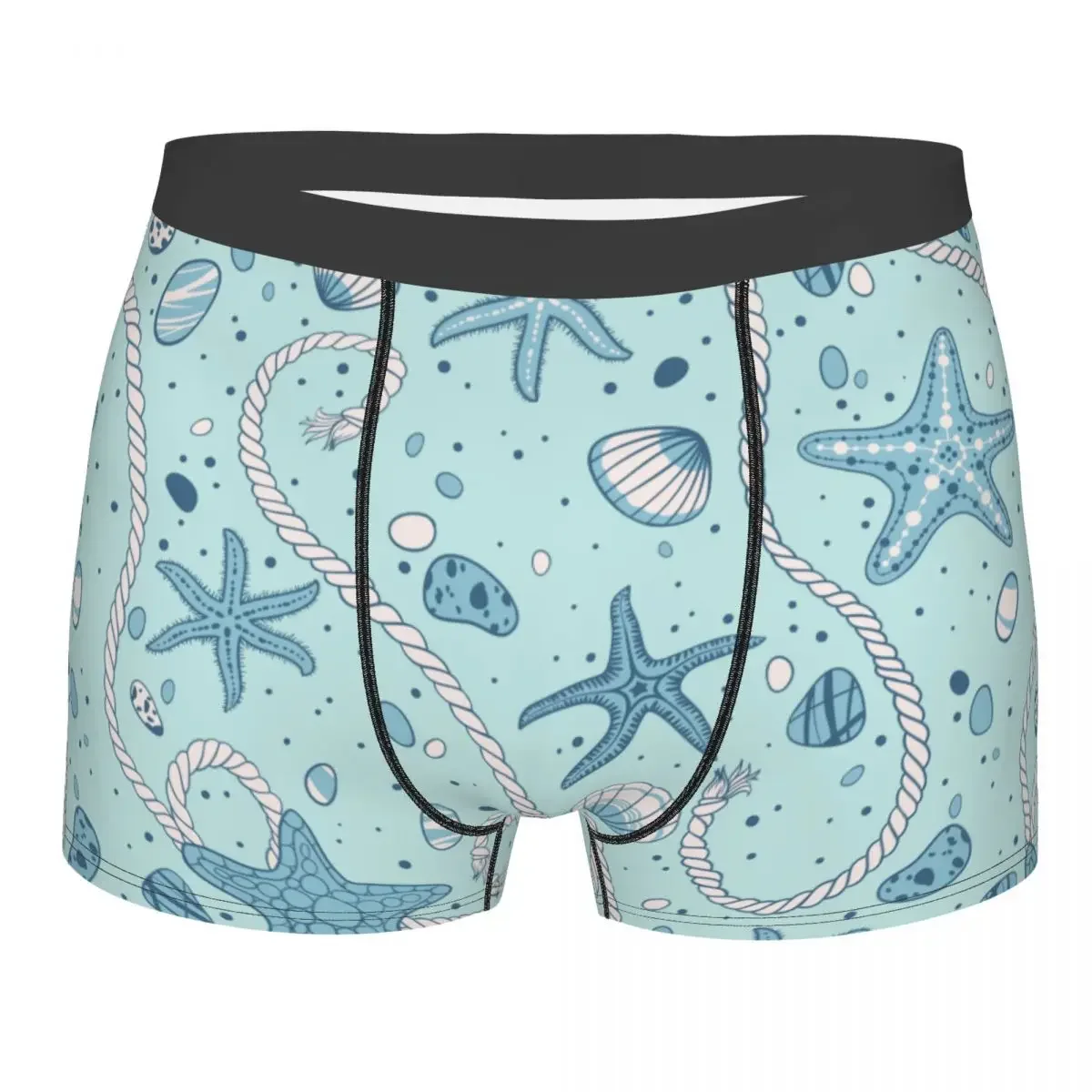 Men Seastars Rope Seastones Seashells Underwear Humor Boxer Briefs Shorts Panties Male Breathable Underpants