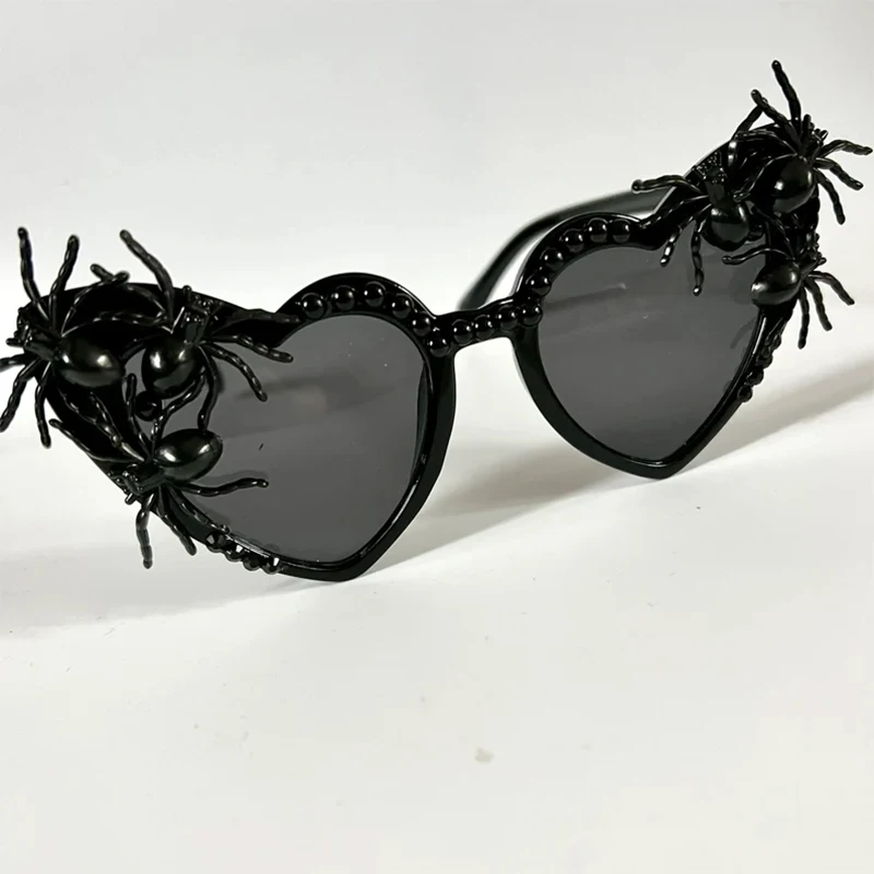 

Black Spooky Spider Heart Sunglasses Halloween cosplay Costume Accessories October birthday party decoration Photo props gift