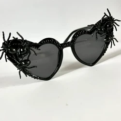 Black Spooky Spider Heart Sunglasses Halloween cosplay Costume Accessories October birthday party decoration Photo props gift