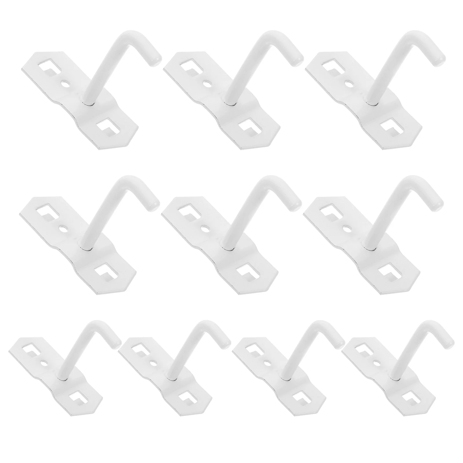 

10 Pcs Square Hole Plate Hook Pegboard Heavy Duty Brackets White Iron Wall Display Hooks