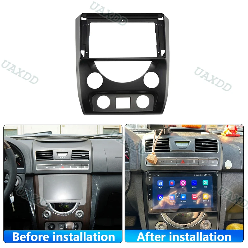 UAXDD 2 Din Android Car Screen DVD Player for SSANG YONG REXTON W 2018-2019 Car Stereo Dashboard Panel MATTEN BLACR 9INCH Frame