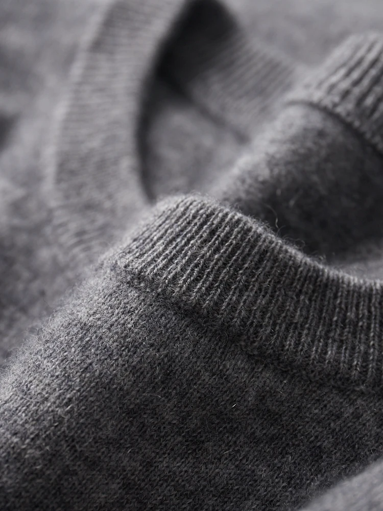 100% Cashmere Men Pullovers Spring Fall Winter Chic Long Sleeve Top One Line Ready to Wear Round Neck Jacquard Cashmere Sweater