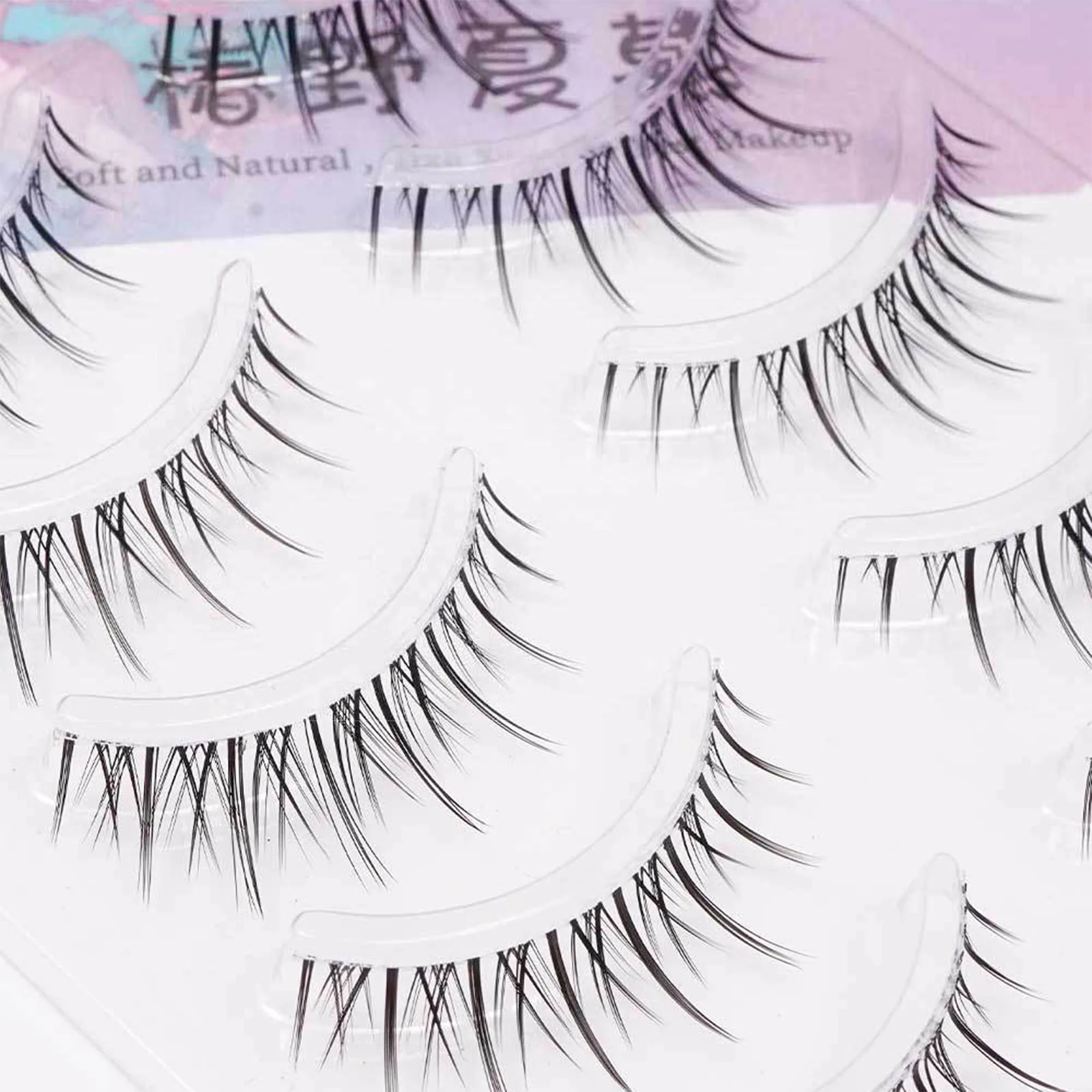 Mangá tiras de cílios banda transparente cílios postiços 5 pares aparência natural para maquiagem de casamento suprimentos diários de cílios