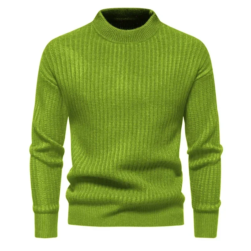 Pull en coton doux à col rond pour hommes, pulls décontractés, haut chaud, automne, hiver