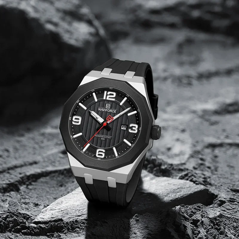 

NAVIFORCE мужские кварцевые наручные часы роскошные светящиеся стрелки 3ATM водостойкий силиконовый ремешок дисплей даты модные современные часы для мальчиков