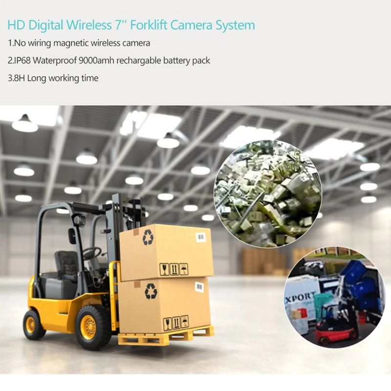 Rechargeable Battery Operate Magnet Easy Install Ture Digital Wireless Forklift Wireless Camera Kit