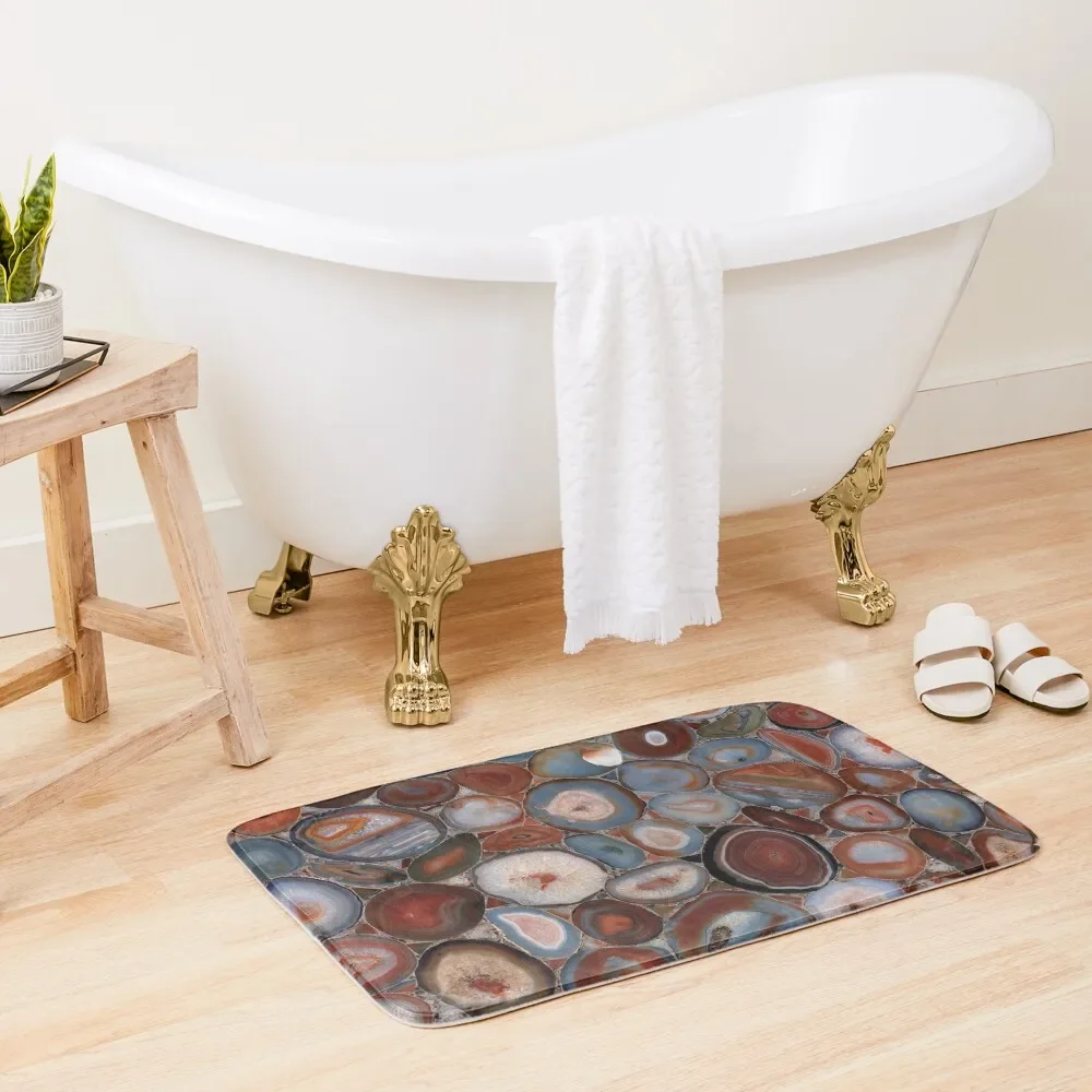 

Red Agate Geode Gemstone Bath Mat Carpet For Bath Non-Slip And Washable Kitchen Mat