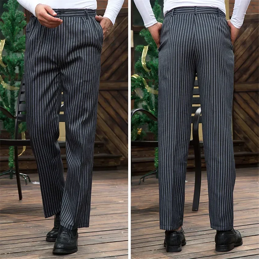 Men Elastic Wholesale Overalls Zebra Waiter For Bottoms Chef Pants Restaurant Bakery Uniform Man Hotel