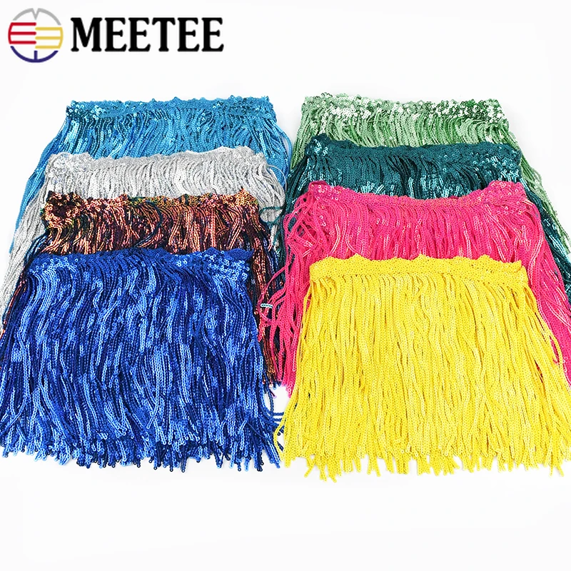 

1-5Yards Meetee 17cm Sequins Tassel Lace Trim Glitter Fringe for Latin Show Dress Clothes Decor Ribbon Crafts Sewing Accessories