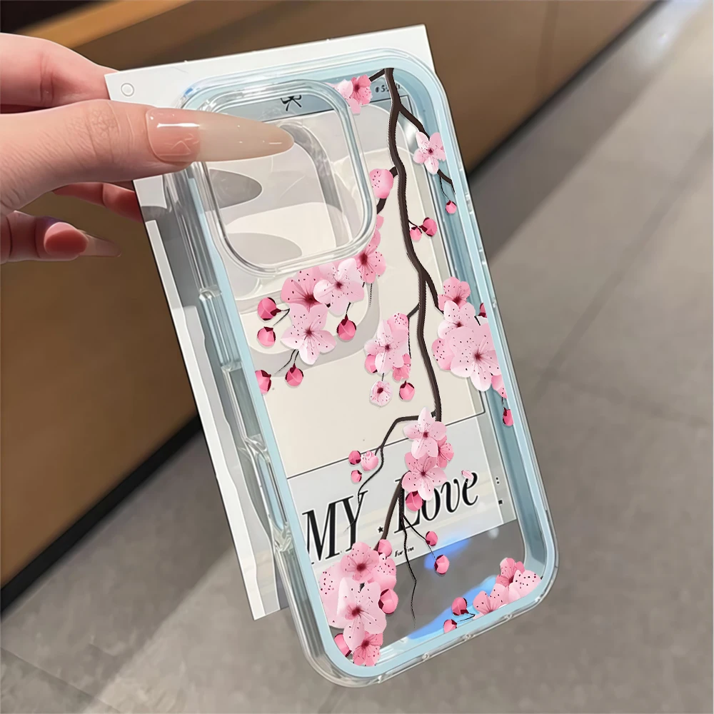 Niedliche Kirschblüten-Matt-Handyhülle für iPhone 16 14 15 Plus 13 14 15 17 16 ProMax 16 15 14 Pro 17Air Transparente Weiche Hülle – Detail 2
