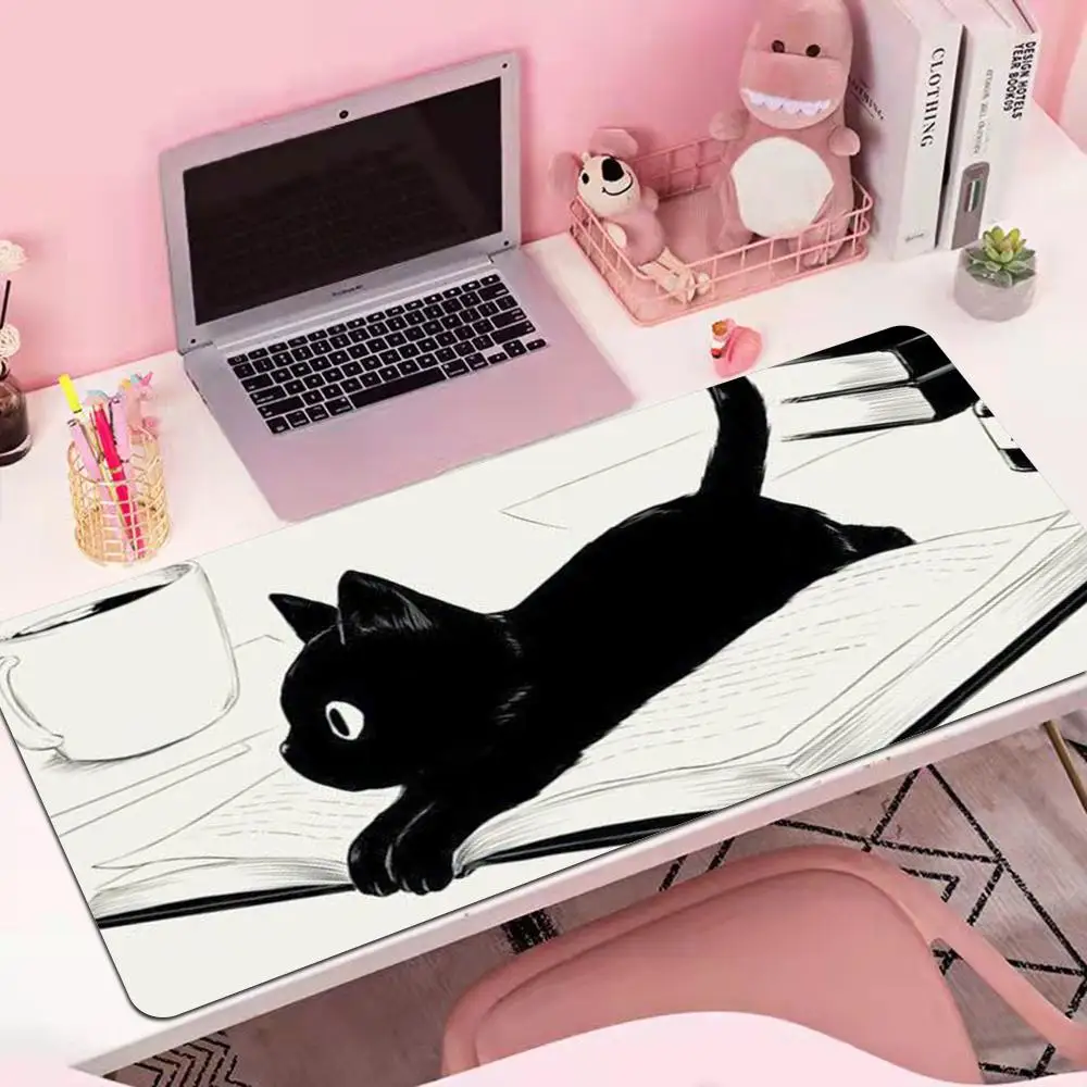 White Cat Large Computer Anime Mouse Pad Size 80X30cm 100x50cm MousePad Laptop Desk Keyboard Pad Table Mat for Playing Games rug