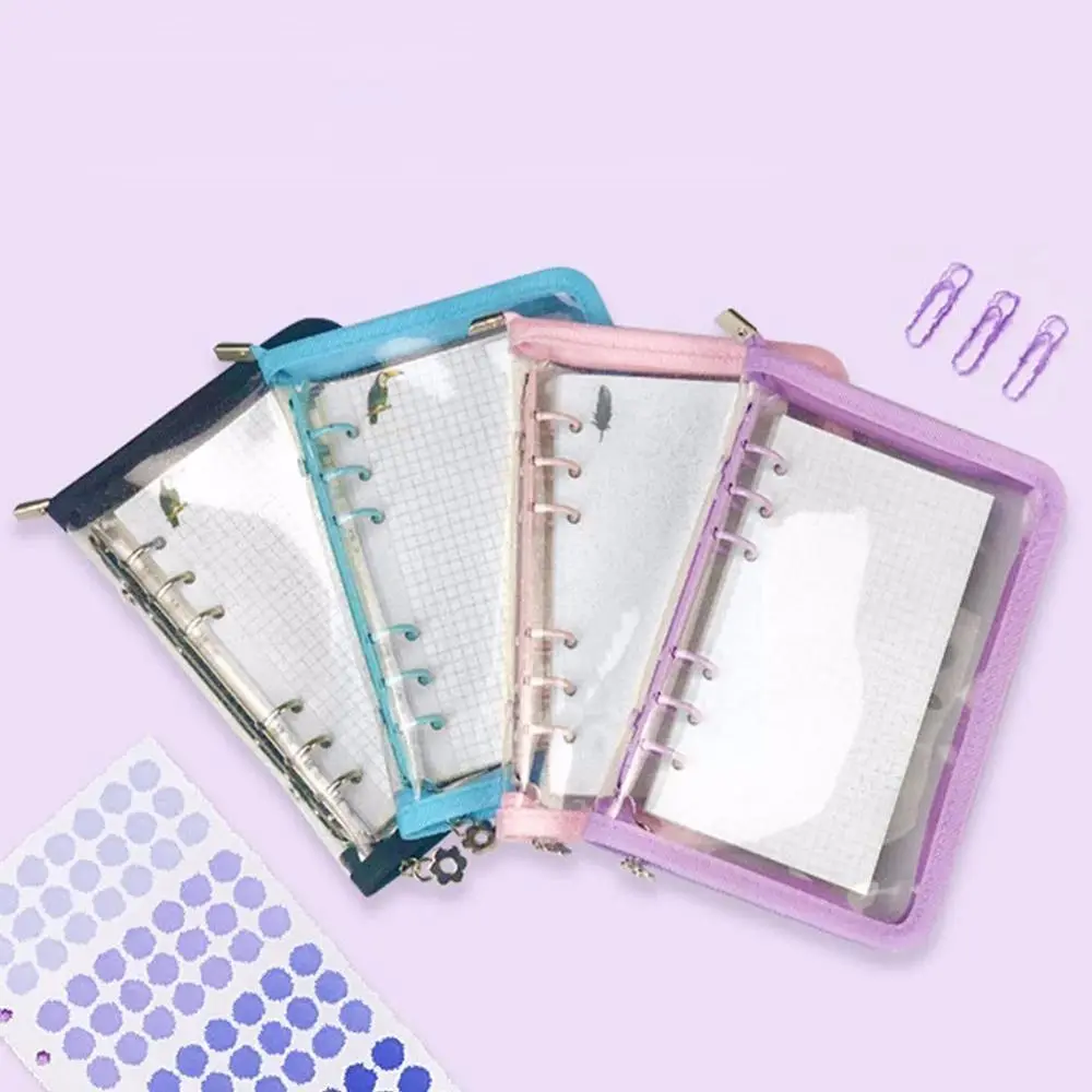 Portable Korean PVC Diary Planner Handbook Zipper Notebook Pages A5/A6 Loose-Leaf Notebook Cover Glitter