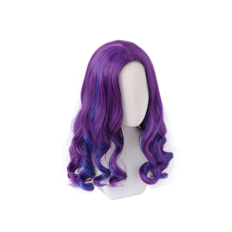 Mal Cosplay Wig Costume Descendants 3 Heat Resistant Synthetic Hair Girl Women Wave Curly Wigs